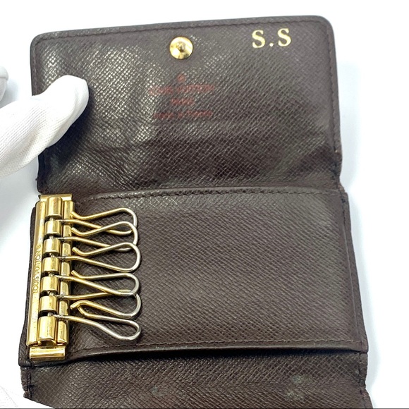 LOUIS VUITTON DAMIER EBENE CHECKERED 6 KEY HOOK HOLDER POUCH WALLET - Picture 5 of 7